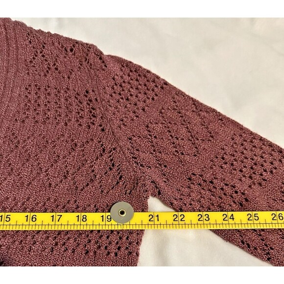 Womens Axcess SOFT Wool Blend Pullover Open Knit Sweater XL  Burgundy Maroon - Picture 4 of 13